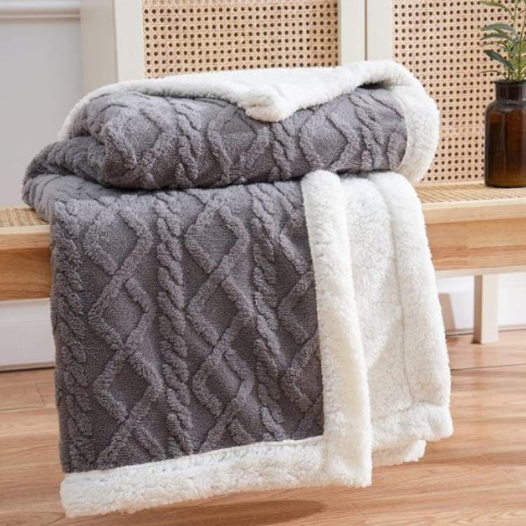 Duvet Sherpa Manta con Peso 150x200cm Gris Doble Cálido Manta de Forro Polar Colcha Manta Pesada Invierno Dormitorio