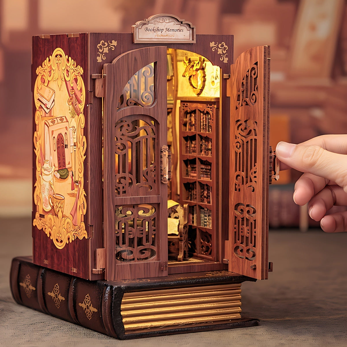 Miniatura de Librería de Búhos DIY – Kit de Madera 3D con Iluminación para Decoración Creativa