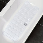 Alfombrilla Antideslizante 101x40 cm con Ventosas para Ducha y Baño, Alfombra de Seguridad, Drenaje de Agua, Higiénica, Extra Larga para Baño