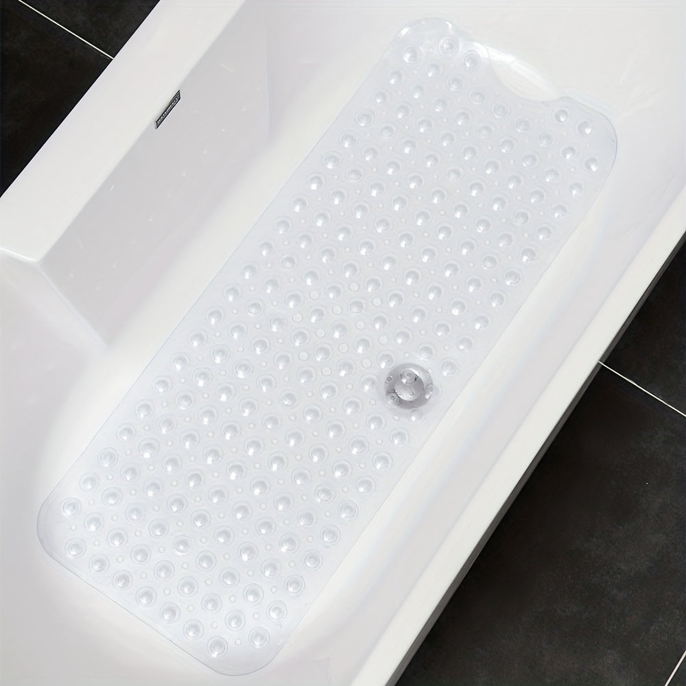 Alfombrilla Antideslizante 101x40 cm con Ventosas para Ducha y Baño, Alfombra de Seguridad, Drenaje de Agua, Higiénica, Extra Larga para Baño