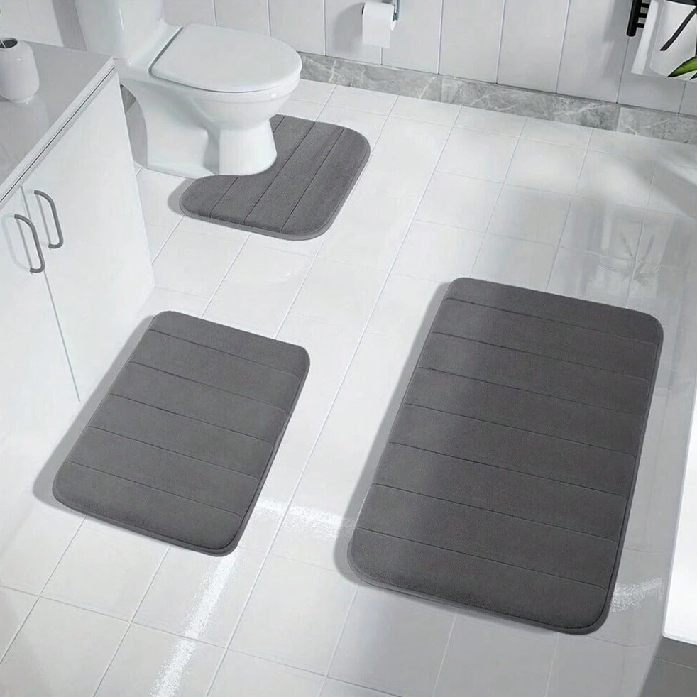 Alfombra de baño antideslizante de espuma viscoelástica - juego de 3 piezas