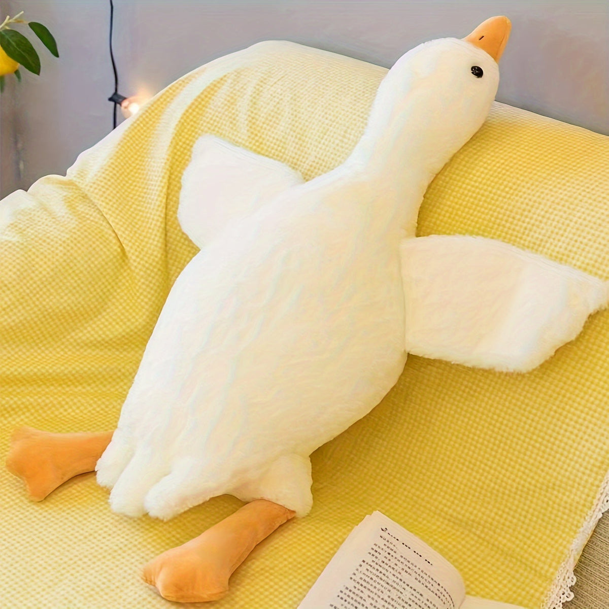 Juguete de Peluche de Pato Blanco Suave - Gran Almohada de Cisne o Ganso, Alfombra de Piso Esponjosa para Habitaciones Infantiles y Decoración del Hogar