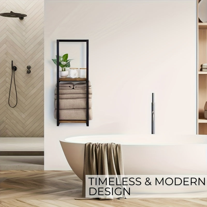 Soporte de Toallas Industrial con Estantes – Mueble de Pared Elegante y Funcional