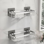 Estante de Baño Autoadhesivo Sin Taladrar ABS Acero Inoxidable Estante de Esquina Ducha Escandinavo Moderno