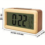 Reloj Despertador Digital de Madera – Pantalla LED con Temperatura y Fecha