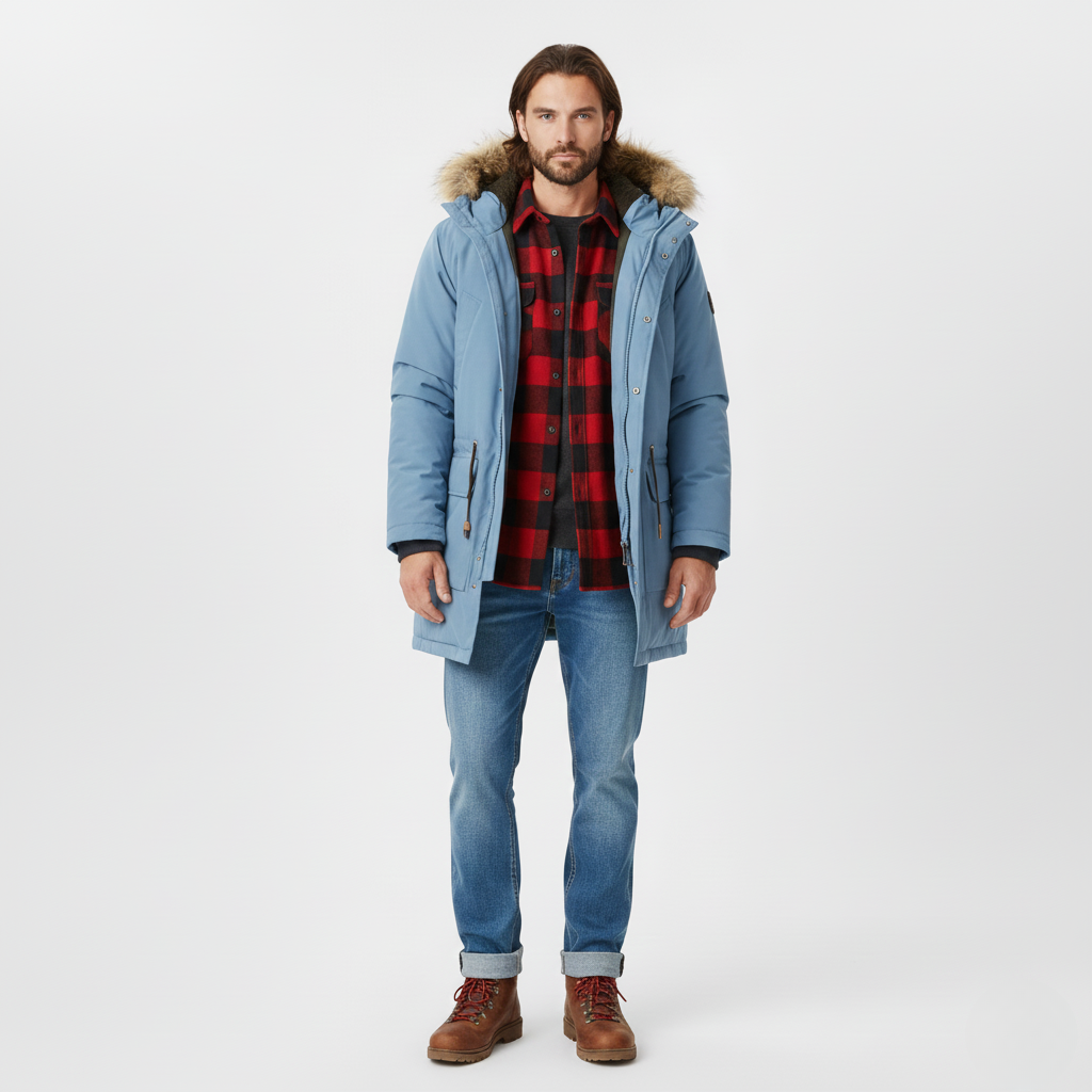 Parka con capucha de piel