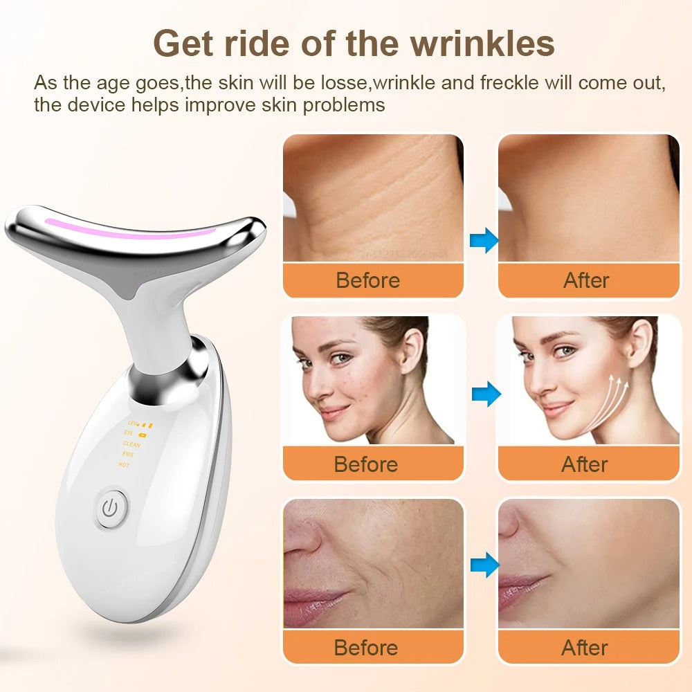 7-en-1 EMS Aparato de Masaje Facial y de Cuello - Unidad de Reafirmación y Lifting