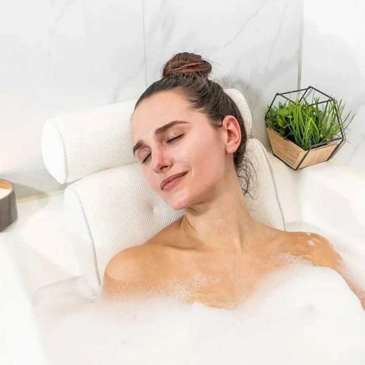 Almohada de Baño Ergonómica para Soporte de Cuello y Hombros
