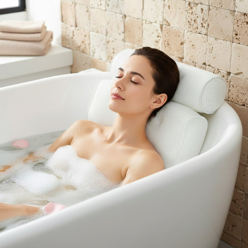 Almohada de Baño Ergonómica para Soporte de Cuello y Hombros