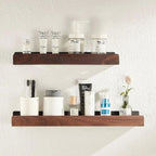 Estante de pared de baño de madera maciza – Sin perforaciones, diseño natural