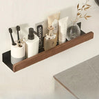 Estante de pared de baño de madera maciza – Sin perforaciones, diseño natural