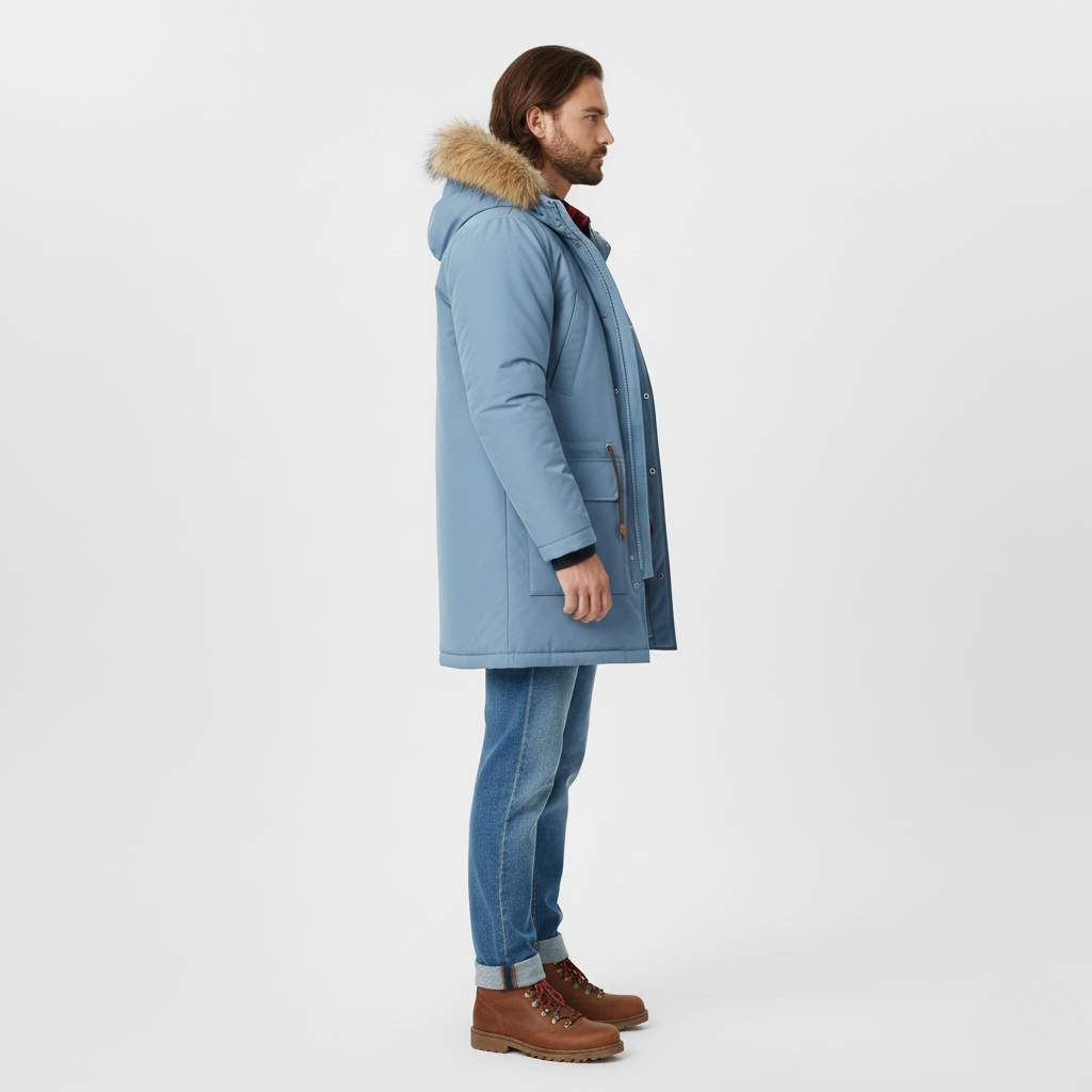 Parka con capucha de piel