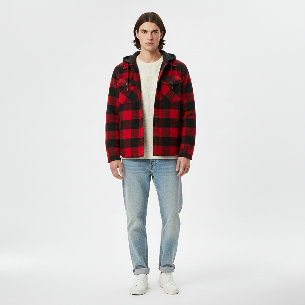 Chaqueta de franela con capucha