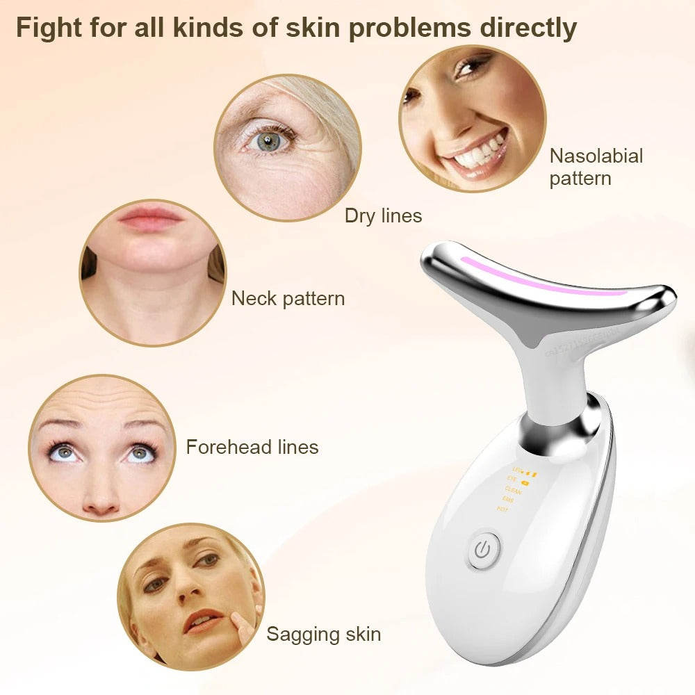 7-en-1 EMS Aparato de Masaje Facial y de Cuello - Unidad de Reafirmación y Lifting