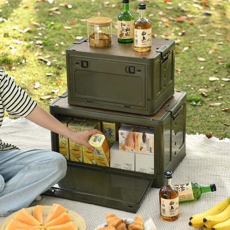 Caja de Almacenamiento Plegable para Exterior con Tapa de Tabla de Cortar – Ligera, Duradera y que Ahorra Espacio