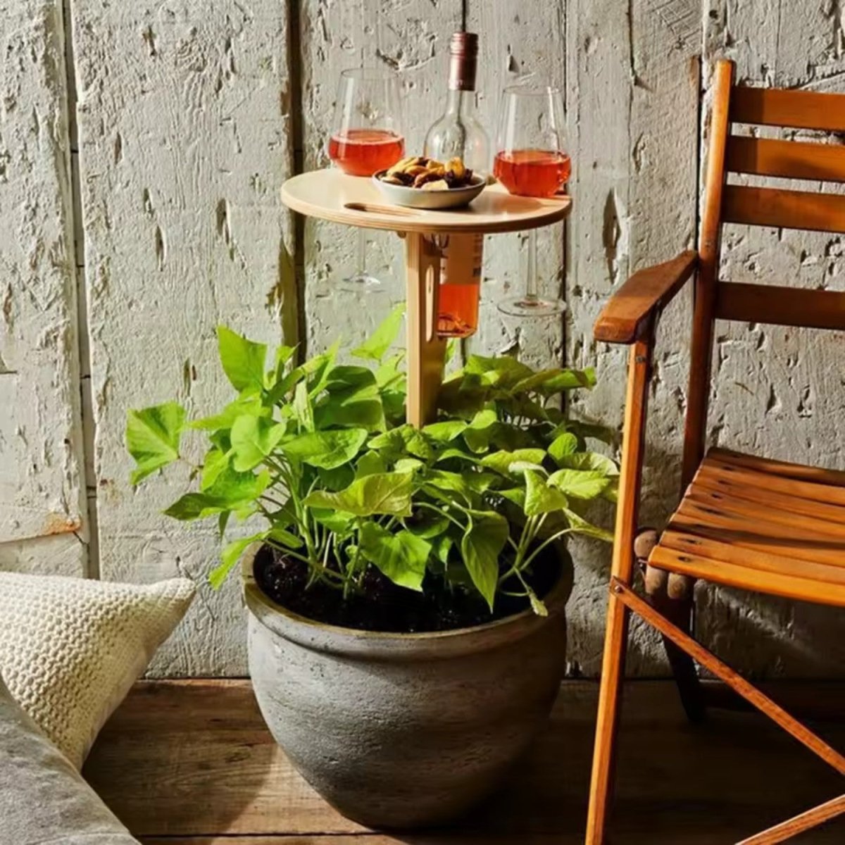 Mesa de Picnic Plegable con Soporte para Vino