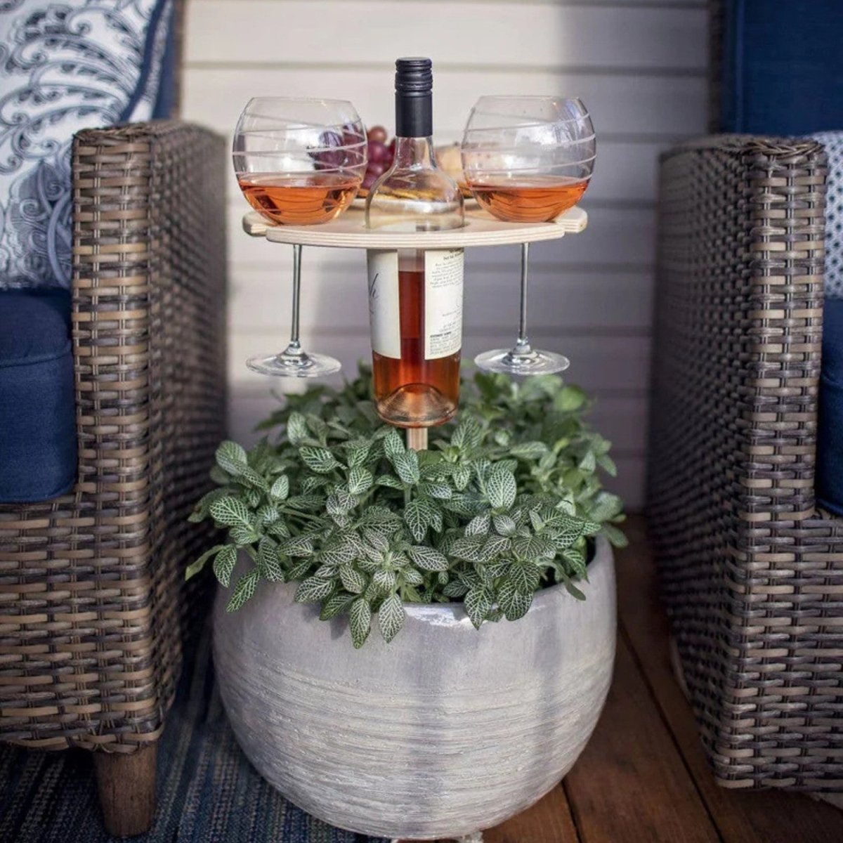 Mesa de Picnic Plegable con Soporte para Vino