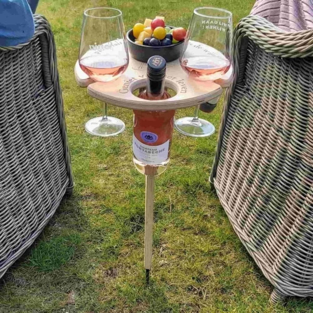Mesa de Picnic Plegable con Soporte para Vino
