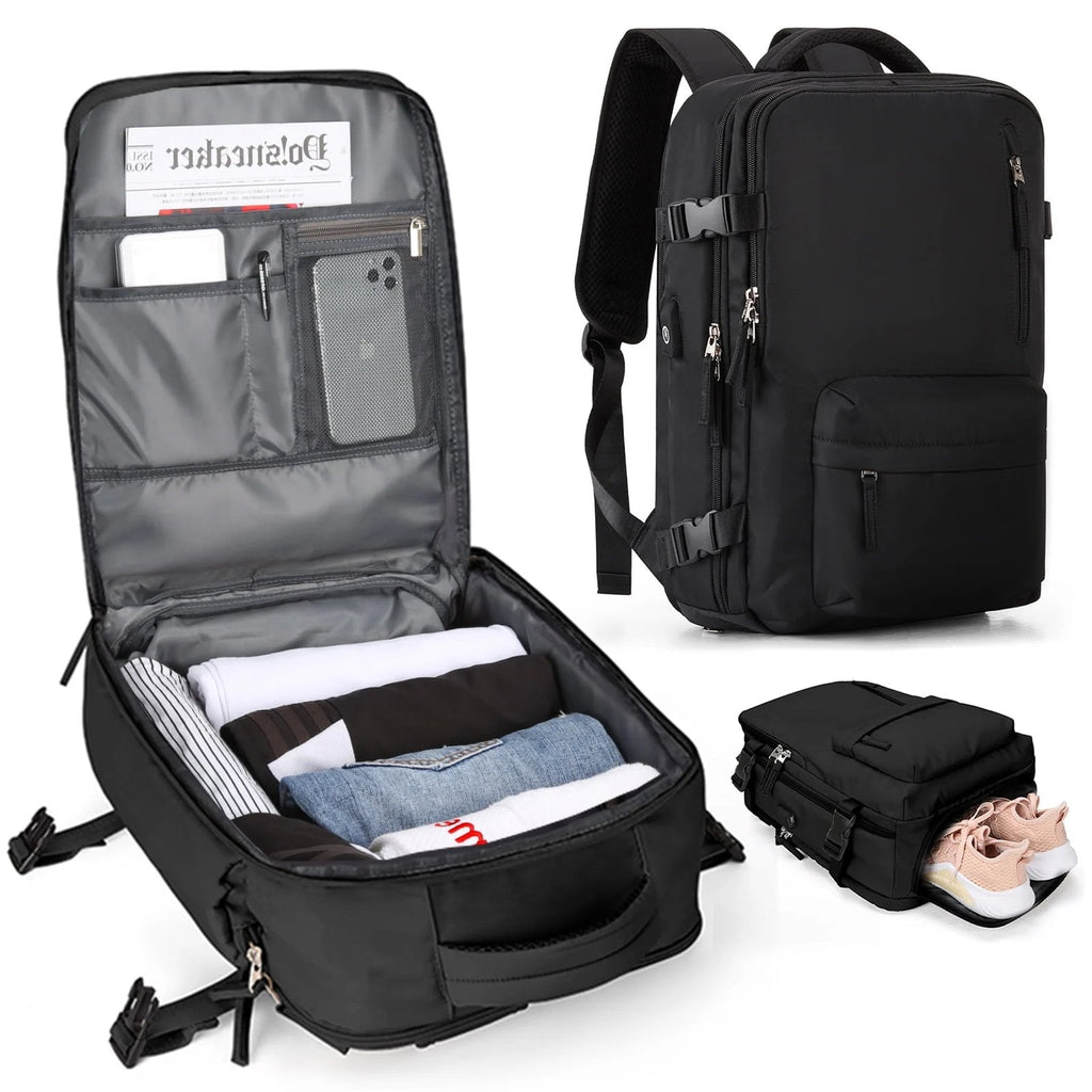 Maleta Impermeable con Puerto de Carga USB — Mochila para Laptop 35L de Nylon con Compartimentos Separados para Húmedo y Seco