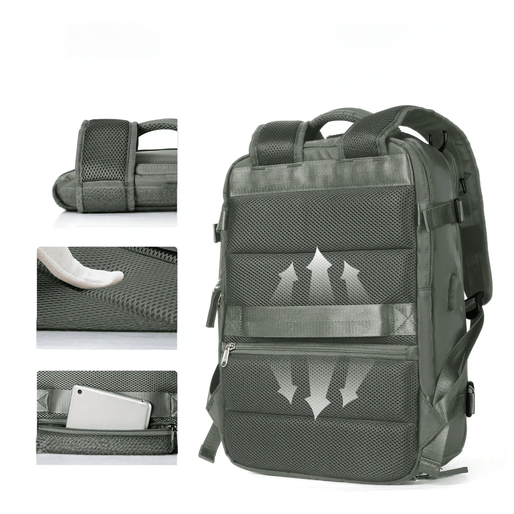 Maleta Impermeable con Puerto de Carga USB — Mochila para Laptop 35L de Nylon con Compartimentos Separados para Húmedo y Seco