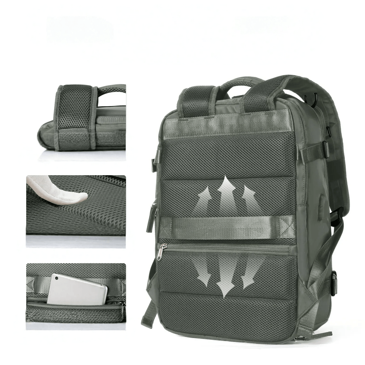 Maleta Impermeable con Puerto de Carga USB — Mochila para Laptop 35L de Nylon con Compartimentos Separados para Húmedo y Seco
