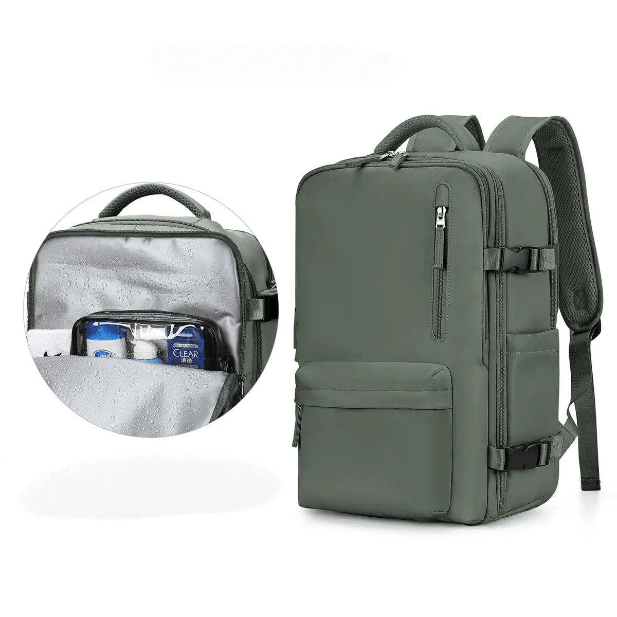 Maleta Impermeable con Puerto de Carga USB — Mochila para Laptop 35L de Nylon con Compartimentos Separados para Húmedo y Seco