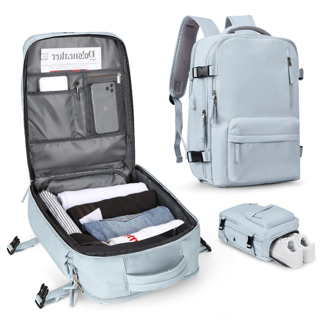 Maleta Impermeable con Puerto de Carga USB — Mochila para Laptop 35L de Nylon con Compartimentos Separados para Húmedo y Seco