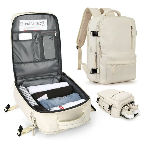 Maleta Impermeable con Puerto de Carga USB — Mochila para Laptop 35L de Nylon con Compartimentos Separados para Húmedo y Seco
