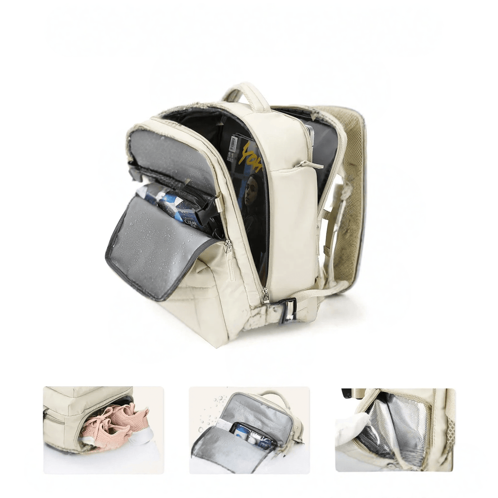 Maleta Impermeable con Puerto de Carga USB — Mochila para Laptop 35L de Nylon con Compartimentos Separados para Húmedo y Seco