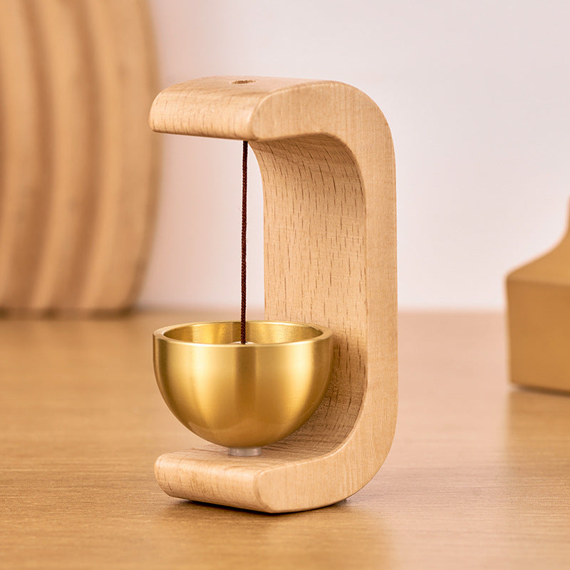 Órgano de Viento Magnético de Madera con Elemento de Cuenco Sonoro Colgante Diseño Escandinavo