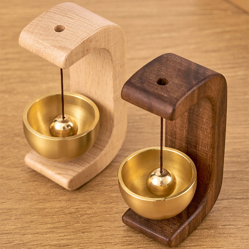 Órgano de Viento Magnético de Madera con Elemento de Cuenco Sonoro Colgante Diseño Escandinavo