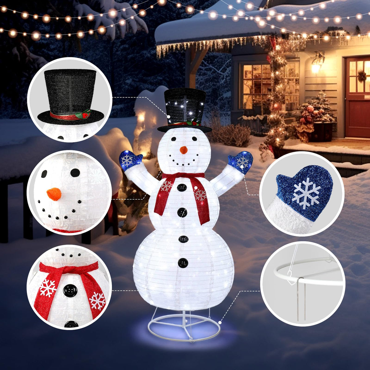 Decoración de Luz de Muñeco de Nieve Exterior