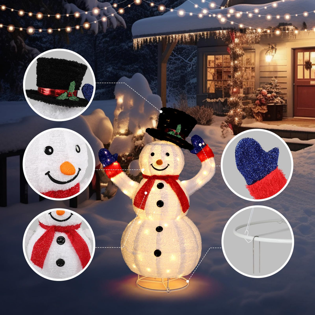 Decoración de Luz de Muñeco de Nieve Exterior