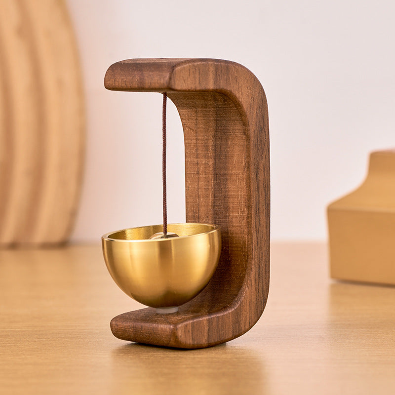 Órgano de Viento Magnético de Madera con Elemento de Cuenco Sonoro Colgante Diseño Escandinavo