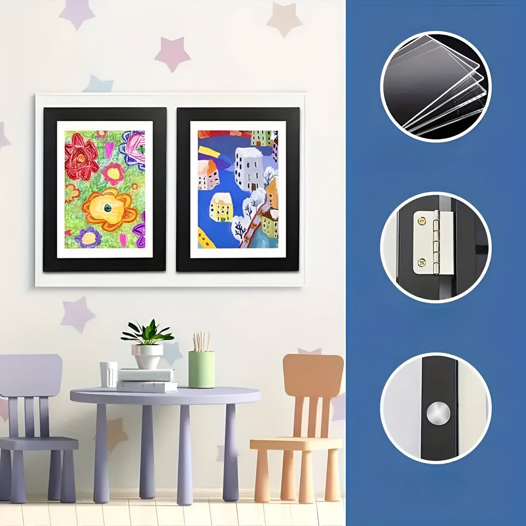 Lista de Cambio de Arte Infantil A4 A3 con Capacidad de Almacenamiento para 150 Dibujos Marco de Madera Plegable para Habitación Infantil Sala de Estar