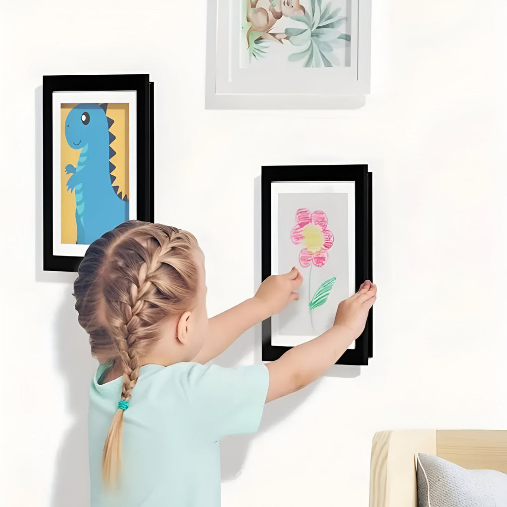Lista de Cambio de Arte Infantil A4 A3 con Capacidad de Almacenamiento para 150 Dibujos Marco de Madera Plegable para Habitación Infantil Sala de Estar
