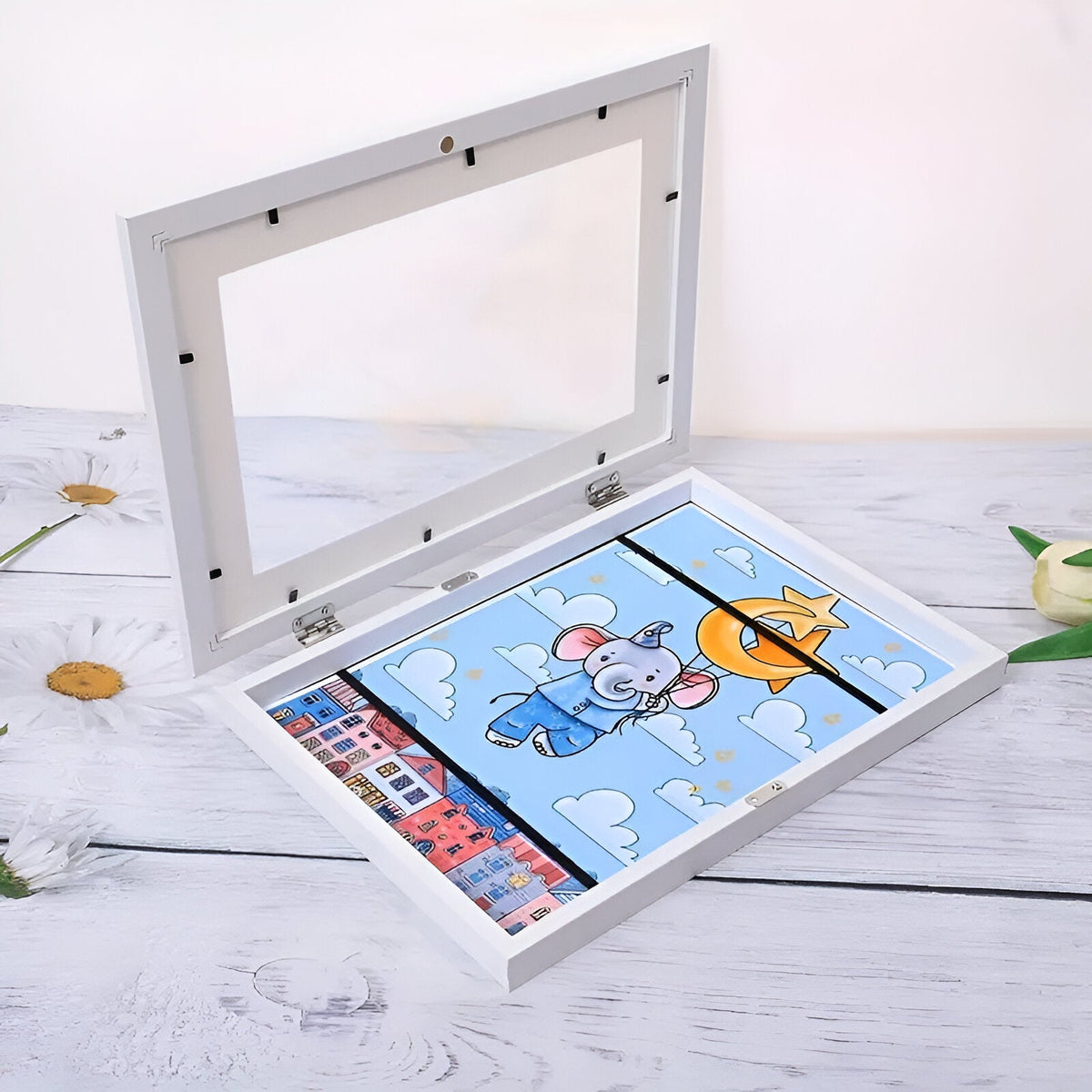 Lista de Cambio de Arte Infantil A4 A3 con Capacidad de Almacenamiento para 150 Dibujos Marco de Madera Plegable para Habitación Infantil Sala de Estar