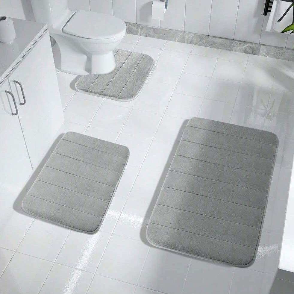 Alfombra de baño antideslizante de espuma viscoelástica - juego de 3 piezas