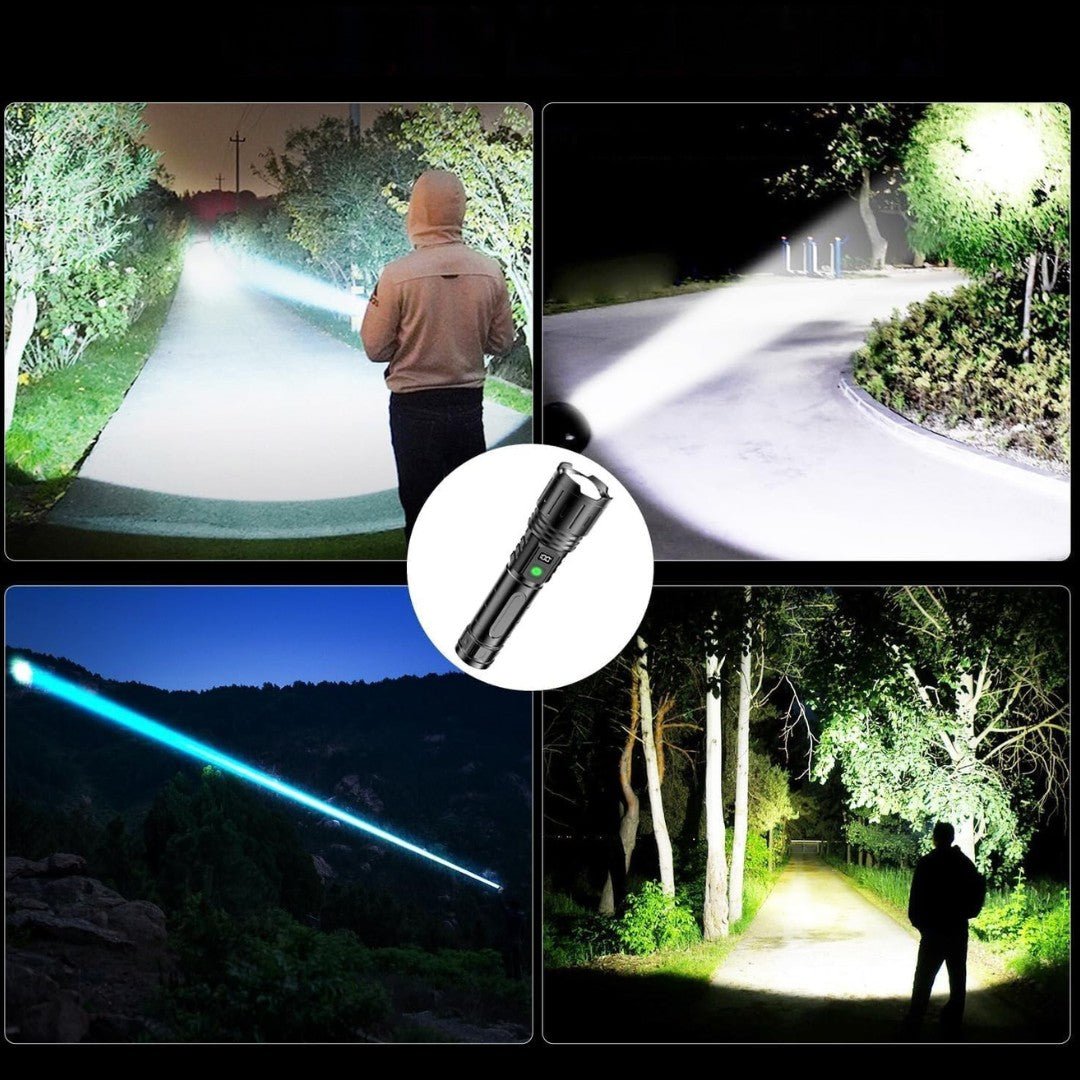 LumaBeam – Linterna LED Recargable de 100,000 Lúmenes con Batería Externa