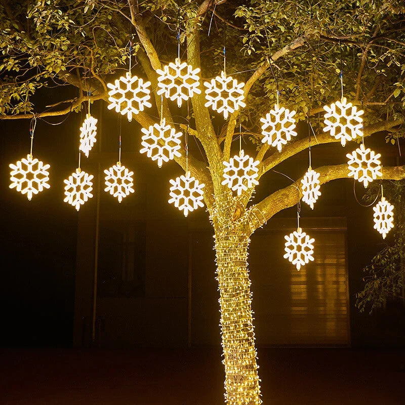Decoraciones Navideñas LED para Exterior Copos de Nieve