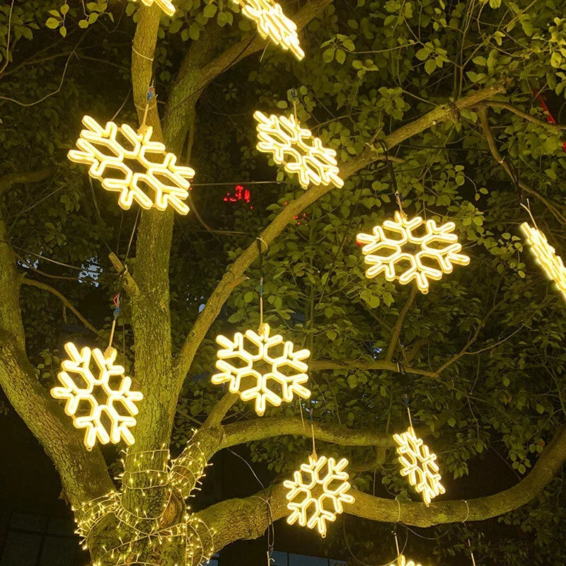 Decoraciones Navideñas LED para Exterior Copos de Nieve