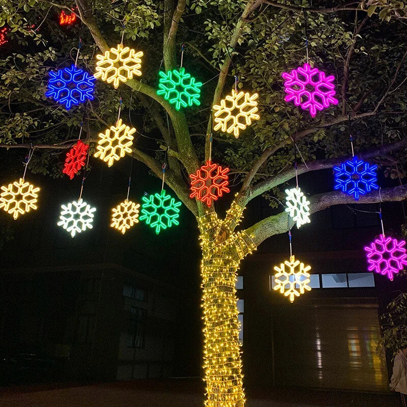 Decoraciones Navideñas LED para Exterior Copos de Nieve