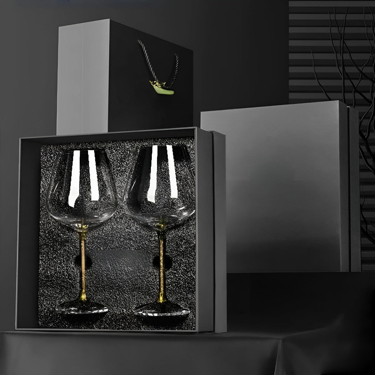 Vasos de cristal en pack de 2 – Elegantes copas de vino | Altas y lujosas para fiestas y eventos