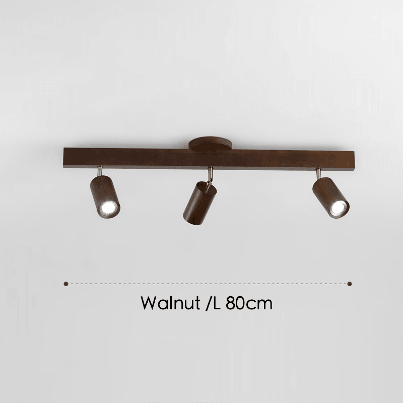 Spot de Techo de Madera Maciza Ajustable Blanco Roble Nogal Sala de Estar Dormitorio Foco de Superficie Riel Escandinavo Japandi | Sansoti