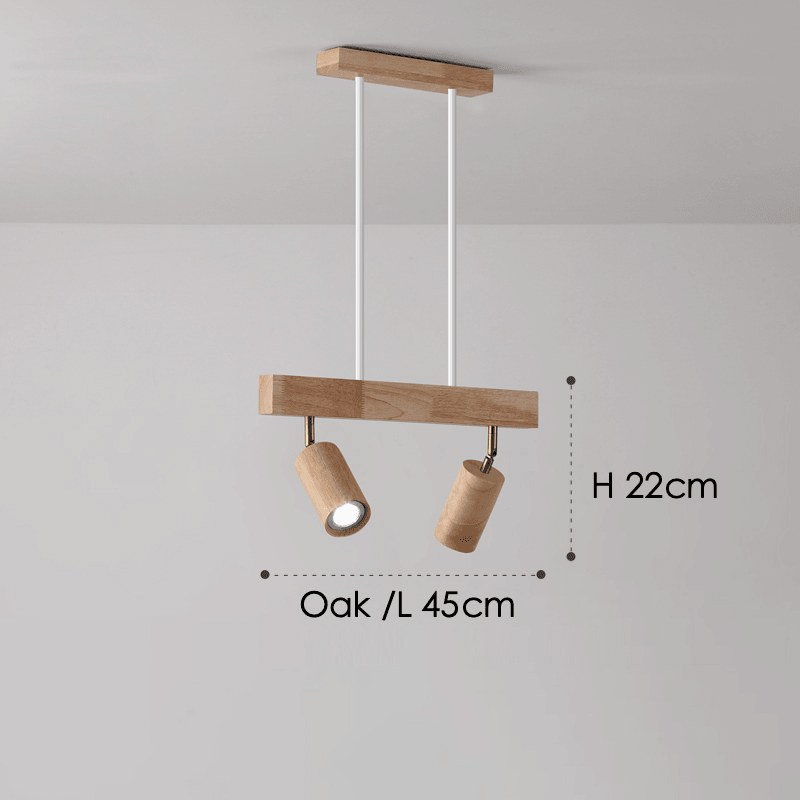 Spot de Techo de Madera Maciza Ajustable Blanco Roble Nogal Sala de Estar Dormitorio Foco de Superficie Riel Escandinavo Japandi | Sansoti