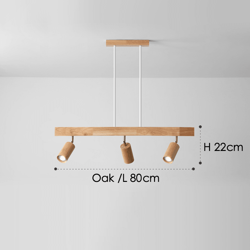 Spot de Techo de Madera Maciza Ajustable Blanco Roble Nogal Sala de Estar Dormitorio Foco de Superficie Riel Escandinavo Japandi | Sansoti