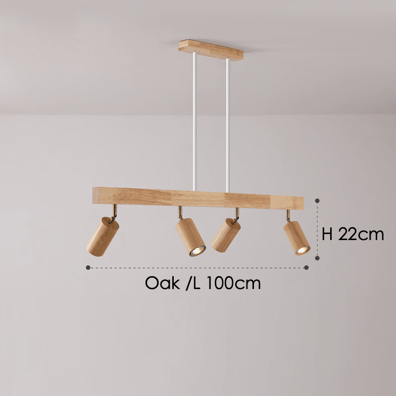 Spot de Techo de Madera Maciza Ajustable Blanco Roble Nogal Sala de Estar Dormitorio Foco de Superficie Riel Escandinavo Japandi | Sansoti