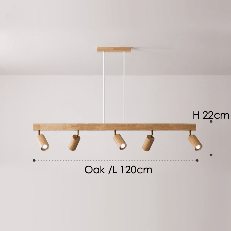 Spot de Techo de Madera Maciza Ajustable Blanco Roble Nogal Sala de Estar Dormitorio Foco de Superficie Riel Escandinavo Japandi | Sansoti