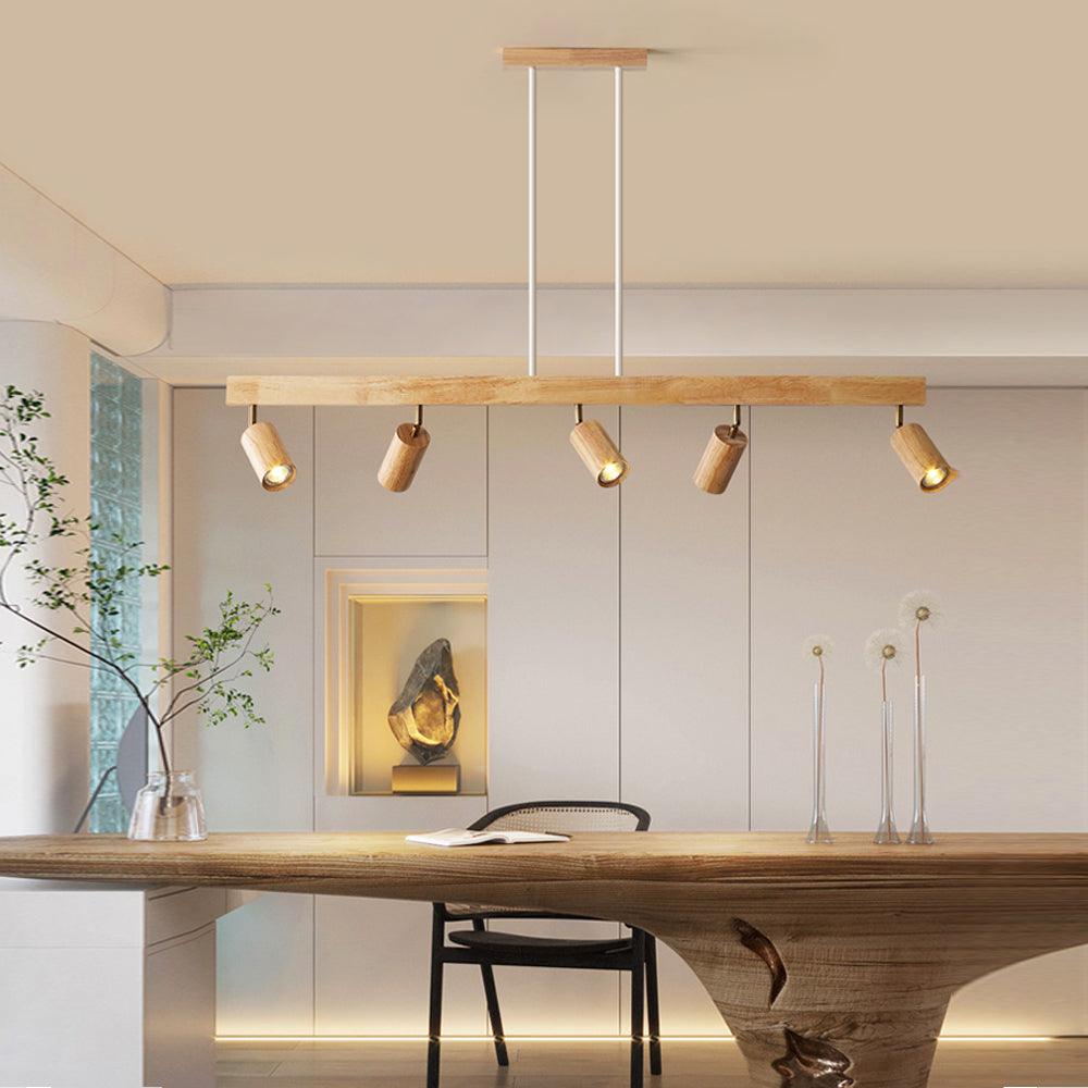 Spot de Techo de Madera Maciza Ajustable Blanco Roble Nogal Sala de Estar Dormitorio Foco de Superficie Riel Escandinavo Japandi | Sansoti