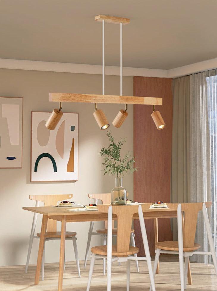 Spot de Techo de Madera Maciza Ajustable Blanco Roble Nogal Sala de Estar Dormitorio Foco de Superficie Riel Escandinavo Japandi | Sansoti